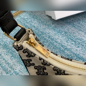 CELINE  Сумка из парусины с вышивкой, черная 61% пропитанная хо