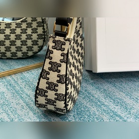 CELINE  Сумка из парусины с вышивкой, черная 61% пропитанная хо