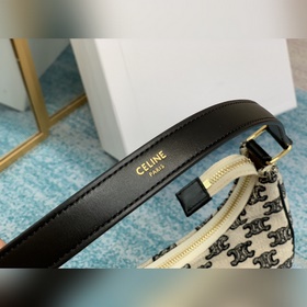 CELINE  Сумка из парусины с вышивкой, черная 61% пропитанная хо