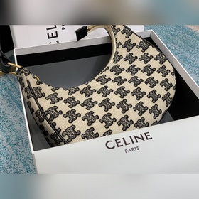 CELINE  Сумка из парусины с вышивкой, черная 61% пропитанная хо
