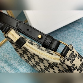 CELINE  Сумка из парусины с вышивкой, черная 61% пропитанная хо