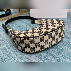 CELINE  Сумка из парусины с вышивкой, черная 61% пропитанная хо