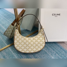 CELINE Сумка из парусины, белая с узором 61% пропитанная холст,
