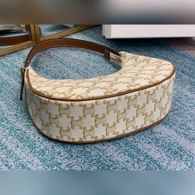 CELINE Сумка из парусины, белая с узором 61% пропитанная холст, 