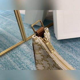 CELINE Сумка из парусины, белая с узором 61% пропитанная холст, 