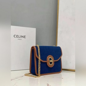 CELINE Джинсовая ткань и кожа, сумка через плечо Ткань, окантовк