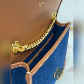CELINE Джинсовая ткань и кожа, сумка через плечо Ткань, окантовк