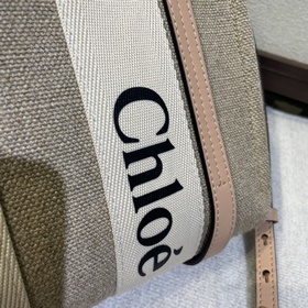 CHLOE Сумка-тоут из льняного полотна и кожи с глянцевой поверхнос