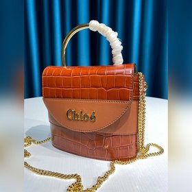 CHLOE  Маленькая сумка ABY LOCK с тиснением под кожу крокодила, 