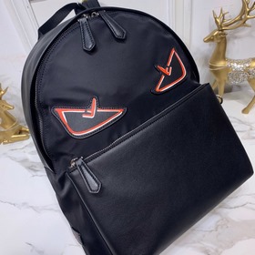 FENDI Большой черный рюкзак с красными глазами на переднем карма