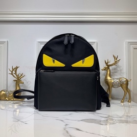 FENDI Большой черный рюкзак с желтыми глазами на переднем карман