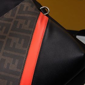 FENDI Модель 9907 Черный нейлоновый рюкзак с кожаными вставками 