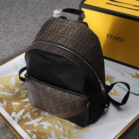 FENDI Модель 9907 Черный нейлоновый рюкзак с кожаными вставками 