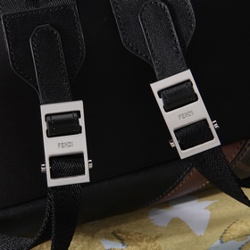 FENDI Модель 9907 Черный нейлоновый рюкзак с кожаными вставками 
