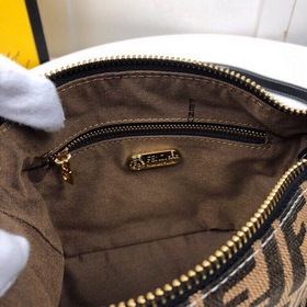 FENDI Черная кожа с белыми нитками FD мини-сумка Очень оригиналь