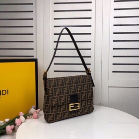 FENDI Кофейная кожа первого слоя Сумка через плечо из ткани F. Р