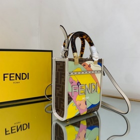 FENDI  Мини-сумка Sunshine из ткани с ручным ремешком, украшенна