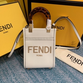 FENDI Мини-сумка через плечо Sunshine из кожи черепахового цвета