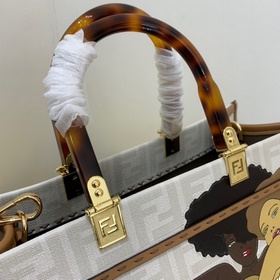 FENDI Средний размер, коричневый гламурный тканый чехол С печать
