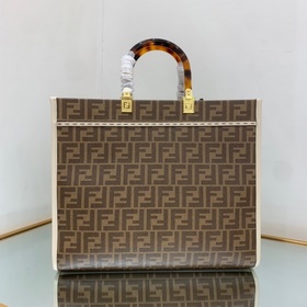 FENDI Средний размер, бежево-белый глазурованный тканый материал