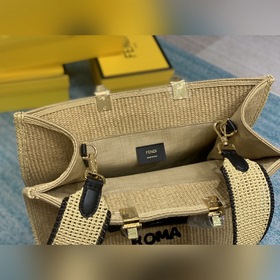 FENDI Маленькая сумка Сумка Sunshine из соломы Ручно плетеная су