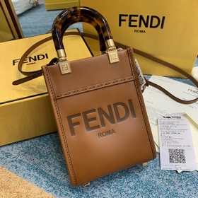 FENDI Мини-сумка Sunshine из кожи черепахового цвета с ремешком