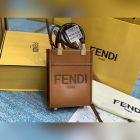 FENDI Мини-сумка Sunshine из кожи черепахового цвета с ремешком 