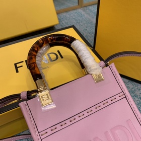 FENDI Мини-сумка Sunshine из кожи черепахового цвета с ремешком 