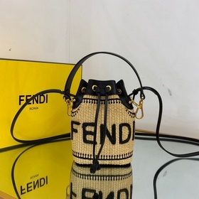 FENDI Плетеный мешок Сумка-ведро из соломы с высокой эстетическо