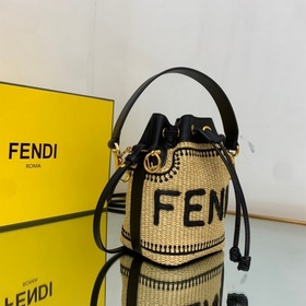 FENDI Плетеный мешок Сумка-ведро из соломы с высокой эстетическо