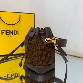 FENDI Мини-сумка-бакет из двухслойной кожи С черным и коричневым