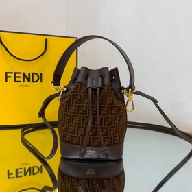 FENDI Мини-сумка-бакет из двухслойной кожи С черным и коричневым