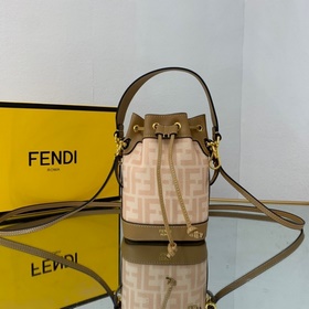 FENDI Мини-сумка-бакет из кожи первого слоя франко-коричневый с