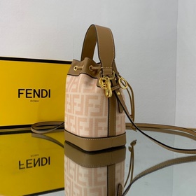 FENDI Мини-сумка-бакет из кожи первого слоя франко-коричневый с