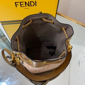 FENDI Мини-сумка-бакет из кожи первого слоя франко-коричневый с