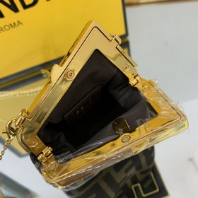 FENDI Мини-сумка из кожи цвета кофе с классическим Оригинальная 