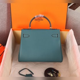 Hermès {Серебряная пряжка} Сумка Kelly Три размера： 25 см, 28 см,