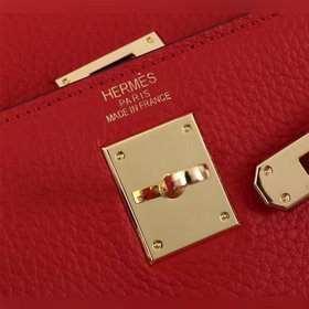 Hermès {Красная золотая застежка} Сумка Kelly Три размера： 25 см,