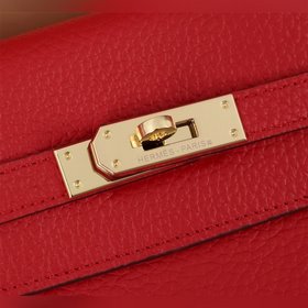 Hermès {Красная золотая застежка} Сумка Kelly Три размера： 25 см,