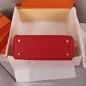 Hermès {Красная золотая застежка} Сумка Kelly Три размера： 25 см,