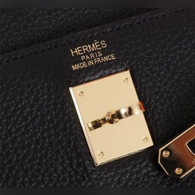 Hermès {Черная золотая застежка} Сумка Kelly Три размера： 25 см, 