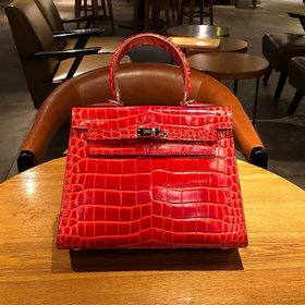 Hermès Сумка с крокодиловым узором и золотой застежкой из кожи бы