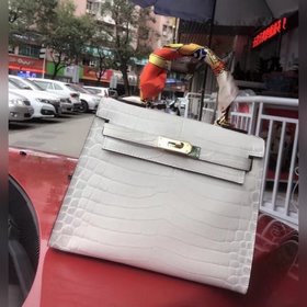 Hermès Сумка с крокодиловым узором и золотой застежкой из кожи бы