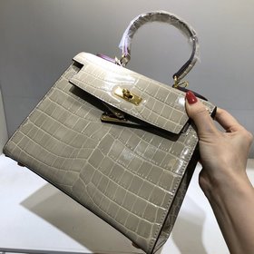 Hermès Сумка с крокодиловым узором и золотой застежкой из кожи бы