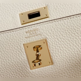 Hermès {молочно-белая золотая застежка} Сумка Kelly Princess Три