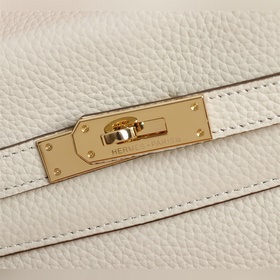 Hermès {молочно-белая золотая застежка} Сумка Kelly Princess Три