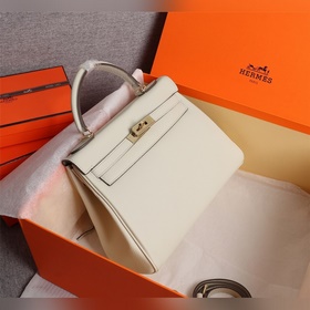 Hermès {молочно-белая золотая застежка} Сумка Kelly Princess Три