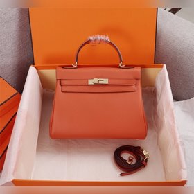 Hermès {оранжевая золотая застежка} Сумка Kelly Три размера： 25