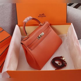 Hermès {оранжевая золотая застежка} Сумка Kelly Три размера： 25 