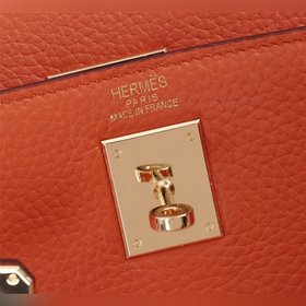 Hermès {оранжевая золотая застежка} Сумка Kelly Три размера： 25 